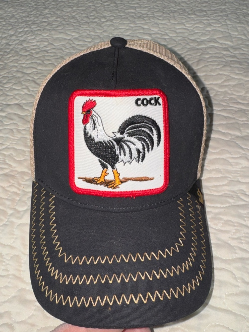 Goorin Bros Black and Tan Trucker Rooster Hat